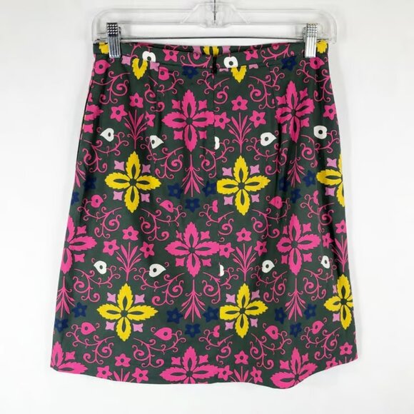 Boden Size 4 Petite Skirt Gray Hot Pink Yellow A Line Mini Lined Zip - Picture 2 of 3